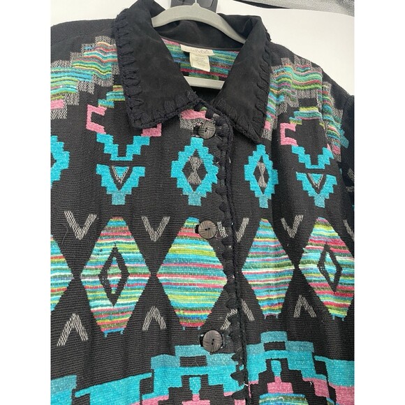 VTG Aztec Southwestern Tribal Boho Native Blanket Tapestry Chore Jacket Coat 3X - Picture 4 of 7